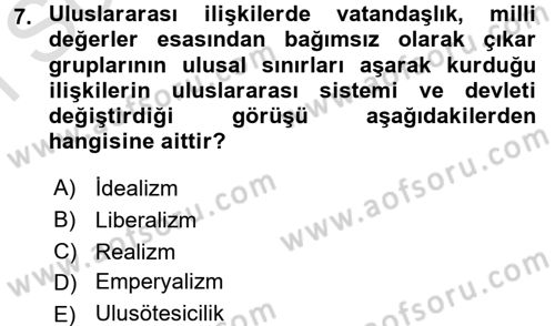 Uluslararası Örgütler Dersi 2015 - 2016 Yılı (Final) Dönem Sonu Sınav Soruları 7. Soru