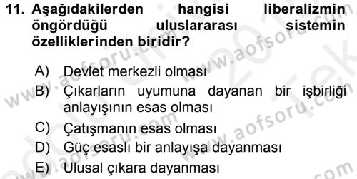 Uluslararası Örgütler Dersi 2015 - 2016 Yılı Tek Ders Sınav Soruları 11. Soru