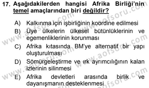 Uluslararası Örgütler Dersi 2015 - 2016 Yılı Tek Ders Sınav Soruları 17. Soru