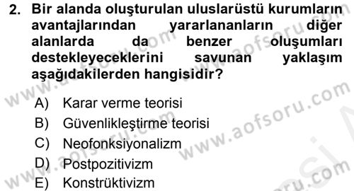 Uluslararası Örgütler Dersi 2015 - 2016 Yılı Tek Ders Sınav Soruları 2. Soru