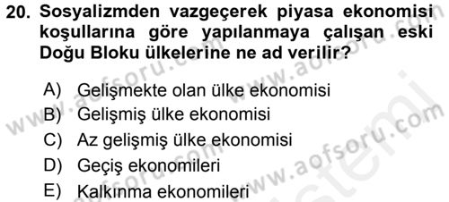 Uluslararası Örgütler Dersi 2015 - 2016 Yılı Tek Ders Sınav Soruları 20. Soru