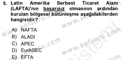 Uluslararası Örgütler Dersi 2015 - 2016 Yılı Tek Ders Sınav Soruları 5. Soru