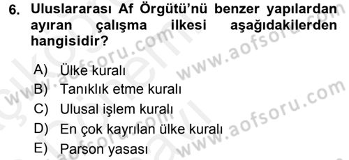 Uluslararası Örgütler Dersi 2015 - 2016 Yılı Tek Ders Sınav Soruları 6. Soru