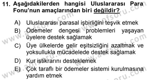 Uluslararası Örgütler Dersi 2016 - 2017 Yılı 3 Ders Sınav Soruları 11. Soru