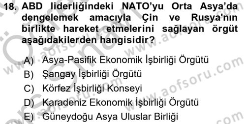 Uluslararası Örgütler Dersi 2016 - 2017 Yılı 3 Ders Sınavı 18. Soru