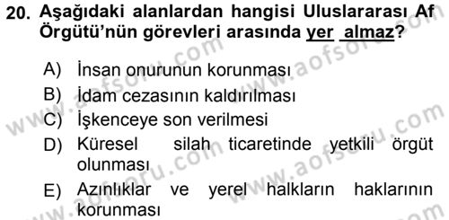 Uluslararası Örgütler Dersi 2016 - 2017 Yılı 3 Ders Sınav Soruları 20. Soru