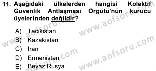 Uluslararası Örgütler Dersi 2016 - 2017 Yılı (Vize) Ara Sınav Soruları 11. Soru
