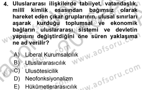 Uluslararası Örgütler Dersi 2016 - 2017 Yılı (Vize) Ara Sınav Soruları 4. Soru