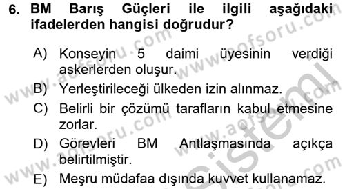 Uluslararası Örgütler Dersi 2016 - 2017 Yılı (Vize) Ara Sınav Soruları 6. Soru