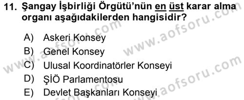 Uluslararası Örgütler Dersi 2016 - 2017 Yılı (Final) Dönem Sonu Sınav Soruları 11. Soru