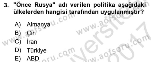 Uluslararası Örgütler Dersi 2016 - 2017 Yılı (Final) Dönem Sonu Sınav Soruları 3. Soru