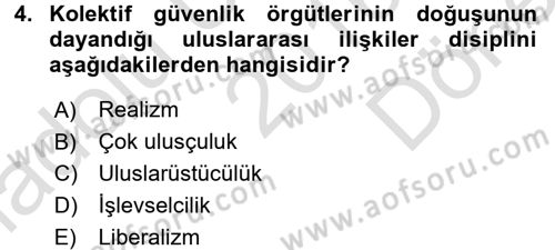 Uluslararası Örgütler Dersi 2016 - 2017 Yılı (Final) Dönem Sonu Sınav Soruları 4. Soru