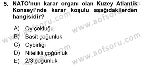 Uluslararası Örgütler Dersi 2016 - 2017 Yılı (Final) Dönem Sonu Sınav Soruları 5. Soru