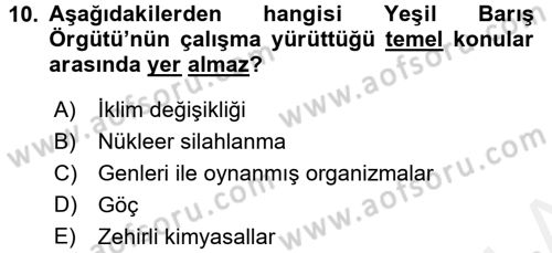 Uluslararası Örgütler Dersi 2017 - 2018 Yılı 3 Ders Sınavı 10. Soru