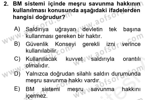 Uluslararası Örgütler Dersi 2017 - 2018 Yılı 3 Ders Sınav Soruları 2. Soru