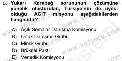 Uluslararası Örgütler Dersi 2017 - 2018 Yılı 3 Ders Sınav Soruları 5. Soru