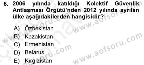 Uluslararası Örgütler Dersi 2017 - 2018 Yılı 3 Ders Sınav Soruları 6. Soru