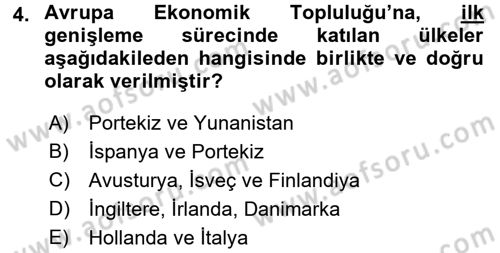 Uluslararası Örgütler Dersi 2017 - 2018 Yılı (Vize) Ara Sınavı 4. Soru