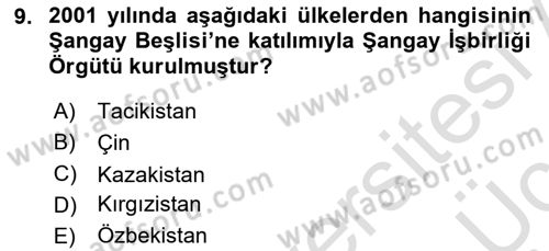 Uluslararası Örgütler Dersi 2018 - 2019 Yılı 3 Ders Sınav Soruları 9. Soru