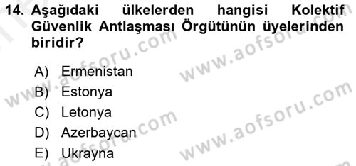 Uluslararası Örgütler Dersi 2018 - 2019 Yılı (Vize) Ara Sınav Soruları 14. Soru