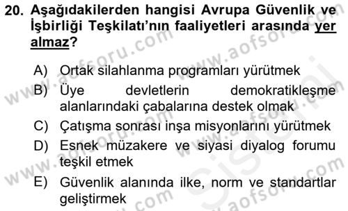 Uluslararası Örgütler Dersi 2018 - 2019 Yılı (Vize) Ara Sınav Soruları 20. Soru