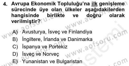 Uluslararası Örgütler Dersi 2018 - 2019 Yılı (Vize) Ara Sınav Soruları 4. Soru