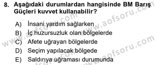 Uluslararası Örgütler Dersi 2018 - 2019 Yılı (Vize) Ara Sınav Soruları 8. Soru