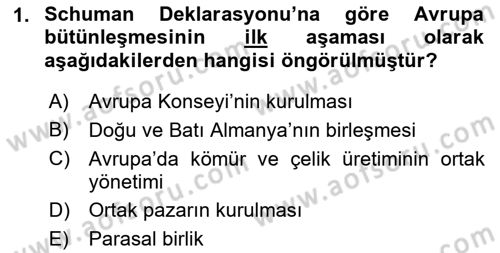 Uluslararası Örgütler Dersi 2018 - 2019 Yılı Yaz Okulu Sınav Soruları 1. Soru