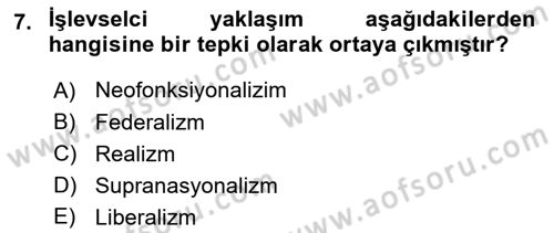 Uluslararası Örgütler Dersi 2020 - 2021 Yılı Yaz Okulu Sınavı 7. Soru