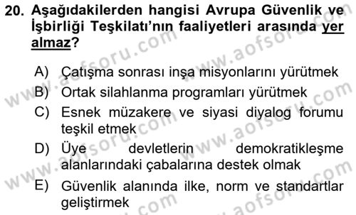 Uluslararası Örgütler Dersi 2021 - 2022 Yılı (Vize) Ara Sınav Soruları 20. Soru