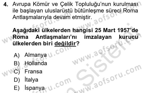 Uluslararası Örgütler Dersi 2021 - 2022 Yılı (Vize) Ara Sınav Soruları 4. Soru
