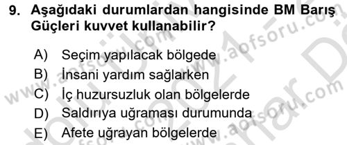 Uluslararası Örgütler Dersi 2021 - 2022 Yılı (Vize) Ara Sınav Soruları 9. Soru