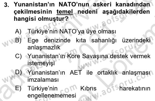 Uluslararası Örgütler Dersi 2021 - 2022 Yılı (Final) Dönem Sonu Sınav Soruları 3. Soru