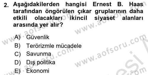 Uluslararası Örgütler Dersi 2021 - 2022 Yılı Yaz Okulu Sınav Soruları 2. Soru
