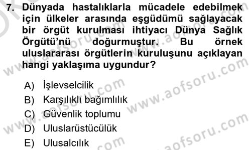 Uluslararası Örgütler Dersi 2021 - 2022 Yılı Yaz Okulu Sınav Soruları 7. Soru
