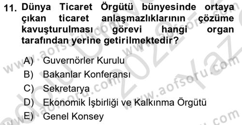 Uluslararası Örgütler Dersi 2022 - 2023 Yılı Yaz Okulu Sınav Soruları 11. Soru