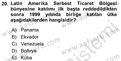 Uluslararası Örgütler Dersi 2022 - 2023 Yılı Yaz Okulu Sınav Soruları 20. Soru