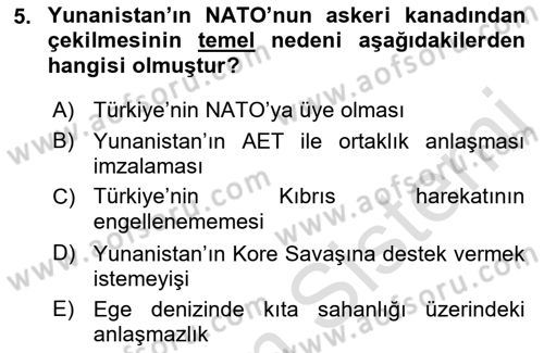 Uluslararası Örgütler Dersi 2022 - 2023 Yılı Yaz Okulu Sınav Soruları 5. Soru