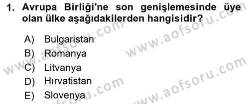 Uluslararası Örgütler Dersi 2023 - 2024 Yılı (Vize) Ara Sınav Soruları 1. Soru