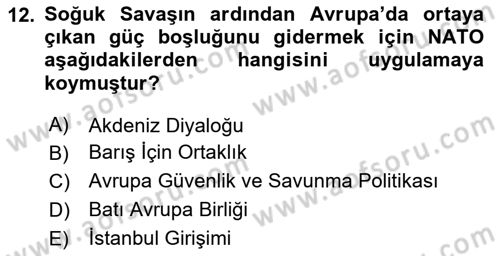 Uluslararası Örgütler Dersi 2023 - 2024 Yılı (Vize) Ara Sınav Soruları 12. Soru