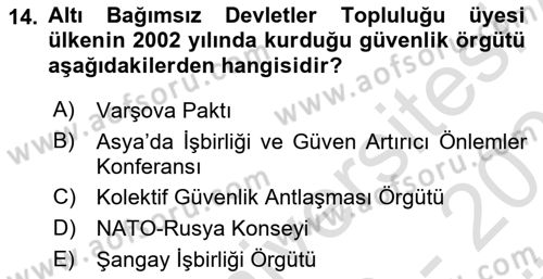 Uluslararası Örgütler Dersi 2023 - 2024 Yılı (Vize) Ara Sınav Soruları 14. Soru