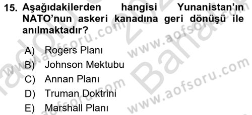 Uluslararası Örgütler Dersi 2023 - 2024 Yılı (Vize) Ara Sınav Soruları 15. Soru