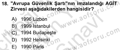 Uluslararası Örgütler Dersi 2023 - 2024 Yılı (Vize) Ara Sınav Soruları 18. Soru