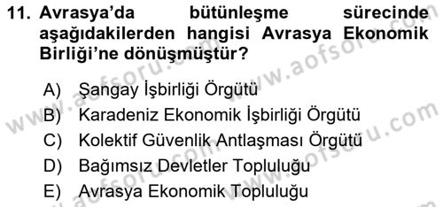 Uluslararası Örgütler Dersi 2023 - 2024 Yılı (Final) Dönem Sonu Sınav Soruları 11. Soru