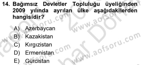 Uluslararası Örgütler Dersi 2023 - 2024 Yılı (Final) Dönem Sonu Sınav Soruları 14. Soru