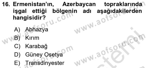 Uluslararası Örgütler Dersi 2023 - 2024 Yılı (Final) Dönem Sonu Sınav Soruları 16. Soru