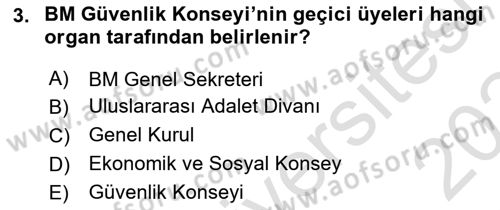 Uluslararası Örgütler Dersi 2023 - 2024 Yılı (Final) Dönem Sonu Sınav Soruları 3. Soru