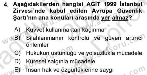 Uluslararası Örgütler Dersi 2023 - 2024 Yılı (Final) Dönem Sonu Sınav Soruları 4. Soru