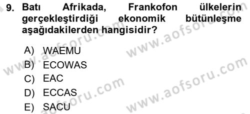 Uluslararası Örgütler Dersi 2023 - 2024 Yılı (Final) Dönem Sonu Sınav Soruları 9. Soru