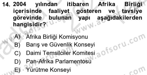 Uluslararası Örgütler Dersi 2023 - 2024 Yılı Yaz Okulu Sınav Soruları 14. Soru
